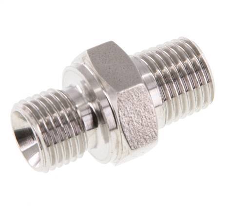 Mamelon double en acier inoxydable 1/4'' NPT x G 1/4'' 40 Bar - Hydraulique