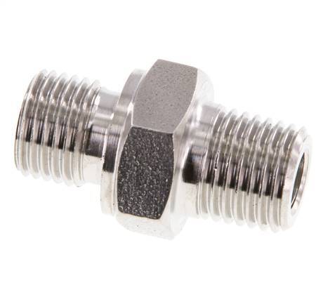 Mamelon double en acier inoxydable 1/4'' NPT x G 1/4'' 40 Bar - Hydraulique
