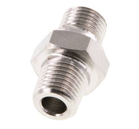 Mamelon double en acier inoxydable 1/4'' NPT x G 1/4'' 40 Bar - Hydraulique