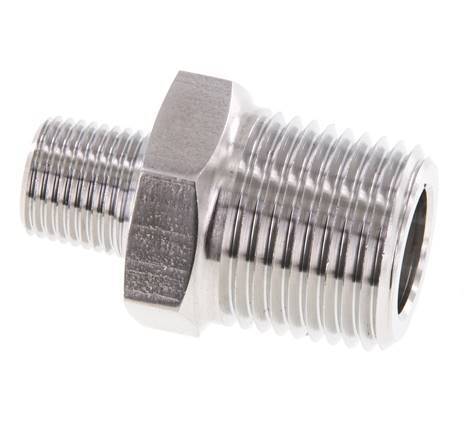1/8'' NPT x 3/8'' NPT Embout double en acier inoxydable 210 Bar - Hydraulique