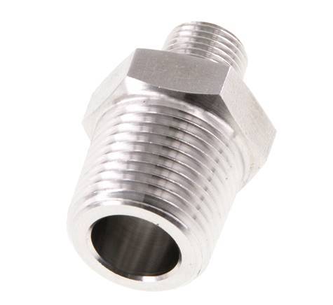 1/8'' NPT x 3/8'' NPT Embout double en acier inoxydable 210 Bar - Hydraulique