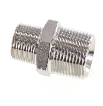 Embout double en acier inoxydable 3/4'' NPT x 1'' NPT 140 Bar - Hydraulique