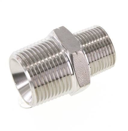 Embout double en acier inoxydable 3/4'' NPT x 1'' NPT 140 Bar - Hydraulique