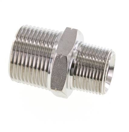 Embout double en acier inoxydable 3/4'' NPT x 1'' NPT 140 Bar - Hydraulique