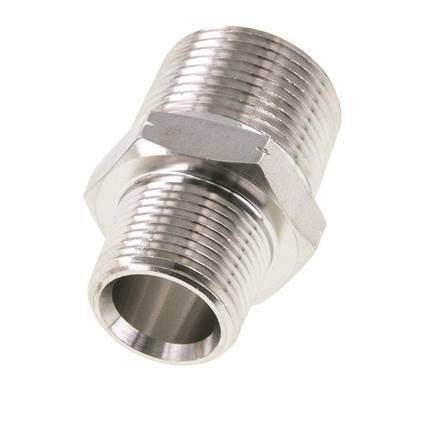 Embout double en acier inoxydable 3/4'' NPT x 1'' NPT 140 Bar - Hydraulique