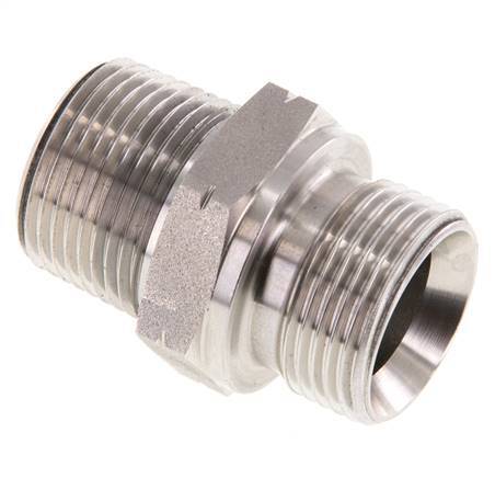 Mamelon double en acier inoxydable 3/4'' NPT x G 3/4'' 40 Bar - Hydraulique