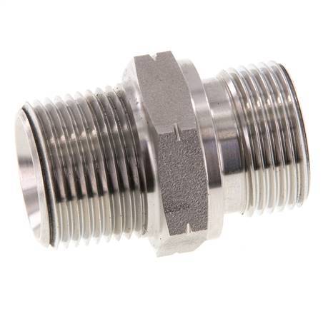 Mamelon double en acier inoxydable 3/4'' NPT x G 3/4'' 40 Bar - Hydraulique