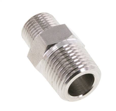 Mamelon double en acier inoxydable 3/8'' NPT x 1/2'' NPT 210 Bar - Hydraulique