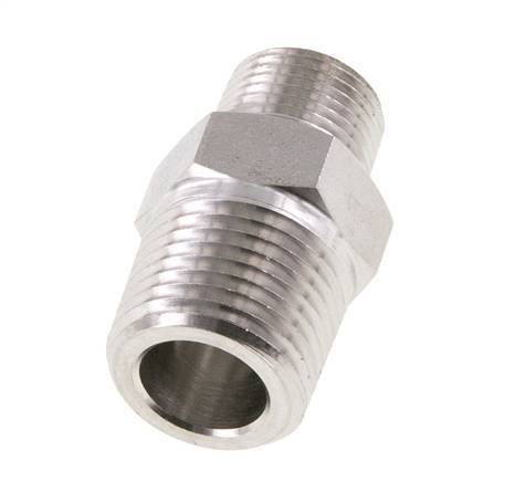 Mamelon double en acier inoxydable 3/8'' NPT x 1/2'' NPT 210 Bar - Hydraulique