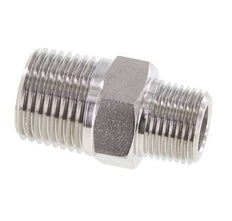 Mamelon double en acier inoxydable 3/8'' NPT x 1/2'' NPT 210 Bar - Hydraulique