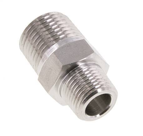 Mamelon double en acier inoxydable 3/8'' NPT x 1/2'' NPT 210 Bar - Hydraulique