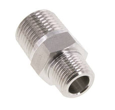 Mamelon double en acier inoxydable 3/8'' NPT x 1/2'' NPT 210 Bar - Hydraulique