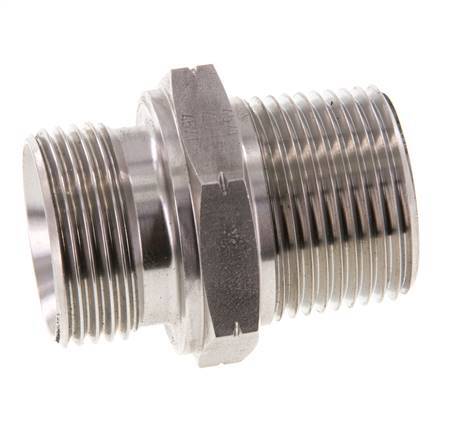 Mamelon double en acier inoxydable 1'' NPT x G 1'' 40 Bar - Hydraulique