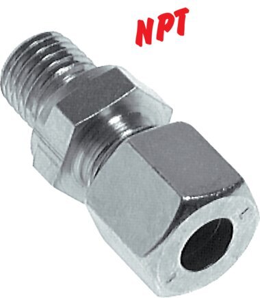1/4'' NPT Male x 6L Zinc plated Steel Straight Cutting Ring 315 Bar DIN 2353 [2 Pieces]