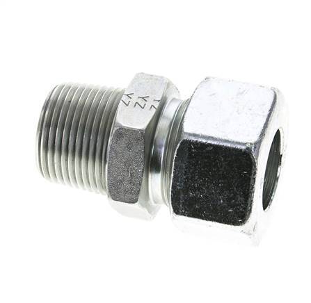 1'' NPT Male x 25S Zinc plated Steel Straight Cutting Ring 400 Bar DIN 2353