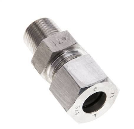 3/8'' NPT Male x 12S Stainless steel Straight Cutting Ring 630 Bar DIN 2353