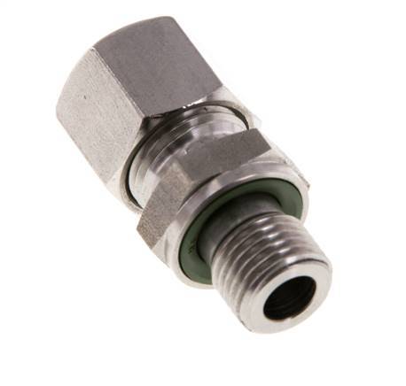 G 1/4'' mâle x 10L Bague coupante droite en acier inoxydable avec joint FKM 315 Bar DIN 2353