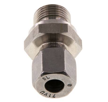 G 3/8'' mâle x 8L Bague coupante droite en acier inoxydable avec joint FKM 315 Bar DIN 2353