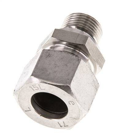 G 3/8'' mâle x 15L Bague coupante droite en acier inoxydable avec joint FKM 315 Bar DIN 2353