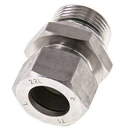 G 1'' mâle x 22L Anneau de coupe droit en acier inoxydable avec joint FKM 160 Bar DIN 2353