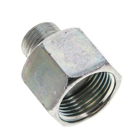 Adaptateur réducteur en acier zingué UNS 1''-14 x UN 11/16''-16 F/M ORFS 400 Bar - Hydraulique
