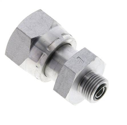 Adaptateur réducteur en acier zingué UN 1-3/16''-12 x UN 11/16''-16 F/M ORFS 400 Bar - Hydraulique