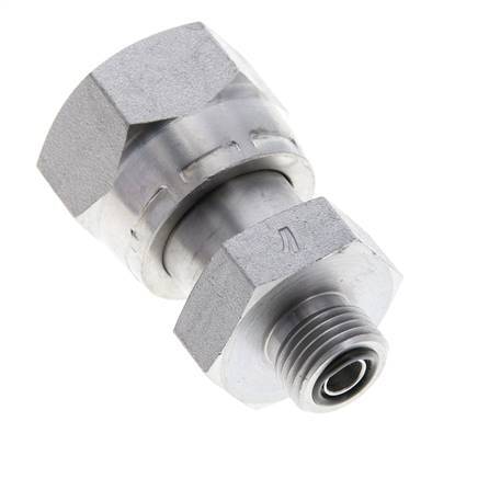 Adaptateur réducteur en acier zingué UN 1-3/16''-12 x UN 11/16''-16 F/M ORFS 400 Bar - Hydraulique
