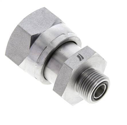 Adaptateur réducteur en acier zingué UN 1-7/16''-12 x UN 13/16''-16 F/M ORFS 400 Bar - Hydraulique