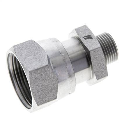 Adaptateur réducteur en acier zingué UN 1-7/16''-12 x UN 13/16''-16 F/M ORFS 400 Bar - Hydraulique