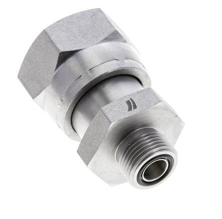 Adaptateur réducteur en acier zingué UN 1-7/16''-12 x UN 13/16''-16 F/M ORFS 400 Bar - Hydraulique