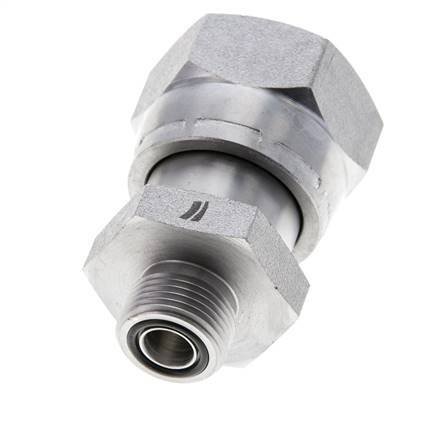 Adaptateur réducteur en acier zingué UN 1-7/16''-12 x UN 13/16''-16 F/M ORFS 400 Bar - Hydraulique