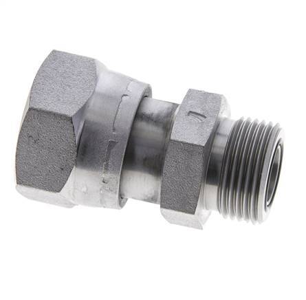 Adaptateur réducteur en acier zingué UN 1-7/16''-12 x UN 1-3/16''-12 M/F ORFS 400 Bar - Hydraulique