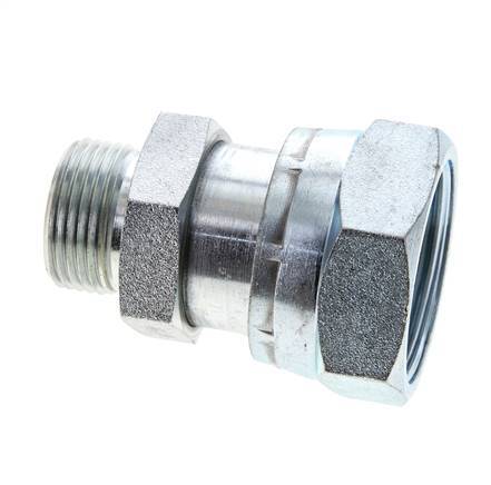 UN 1-11/16''-12 x UN 1-3/16''-12 F/M Zinc plated Steel Reducing Adapter ORFS 250 Bar - Hydraulic