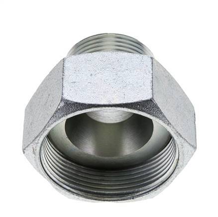 Adaptateur réducteur en acier zingué UN 2''-12 x UN 1-7/16''-12 M/F ORFS 250 Bar - Hydraulique