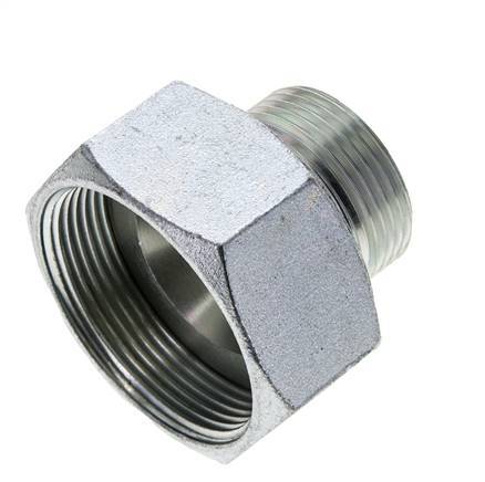 Adaptateur réducteur en acier zingué UN 2''-12 x UN 1-7/16''-12 M/F ORFS 250 Bar - Hydraulique