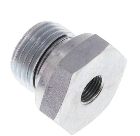 Adaptateur réducteur G 1/2'' x G 1/8'' M/F en acier zingué 630 Bar - Hydraulique [2 Pièces]