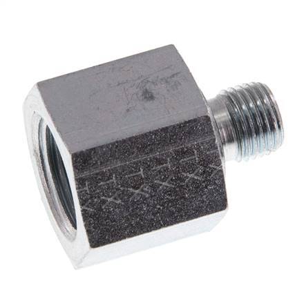 Adaptateur réducteur G 1/4'' x G 1/2'' M/F en acier zingué 630 Bar - Hydraulique [2 Pièces]