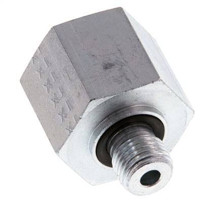 Adaptateur réducteur G 1/4'' x G 1/2'' M/F en acier zingué 630 Bar - Hydraulique [2 Pièces]