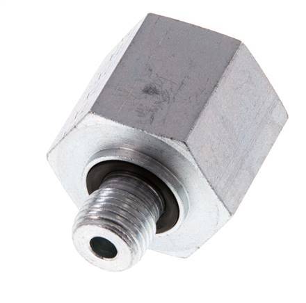 Adaptateur réducteur G 1/4'' x G 1/2'' M/F en acier zingué 630 Bar - Hydraulique [2 Pièces]