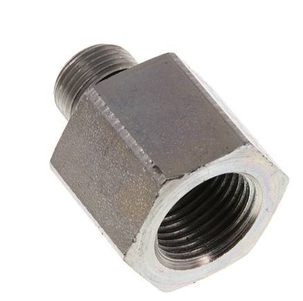 G 3/8'' x G 1/2'' M/F Zinc plated Steel Reducing Adapter 630 Bar - Hydraulic [2 Pieces]
