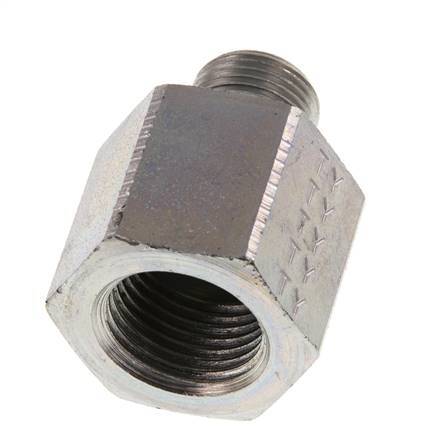 G 3/8'' x G 1/2'' M/F Zinc plated Steel Reducing Adapter 630 Bar - Hydraulic [2 Pieces]