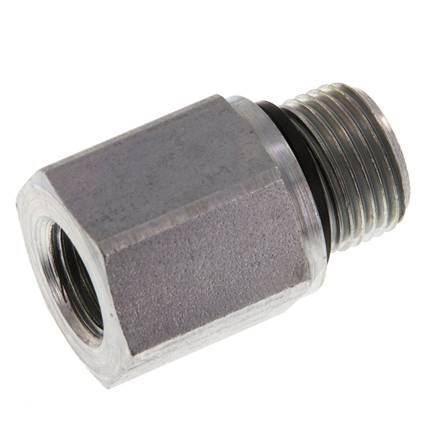 Adaptateur réducteur G 3/8'' x G 1/4'' M/F en acier zingué 630 Bar - Hydraulique [2 Pièces].