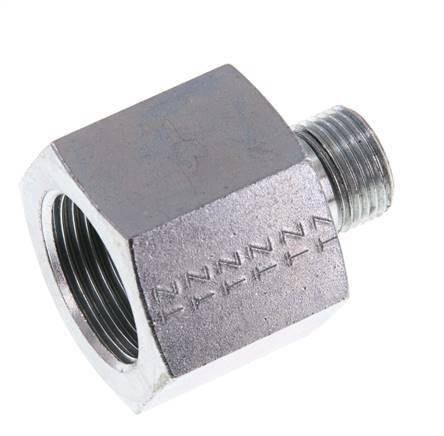 G 3/8'' x G 3/4'' M/F Zinc plated Steel Reducing Adapter 400 Bar - Hydraulic