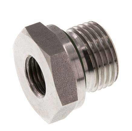 G 1/2'' x G 1/4'' M/F Stainless steel Reducing Adapter 630 Bar - Hydraulic