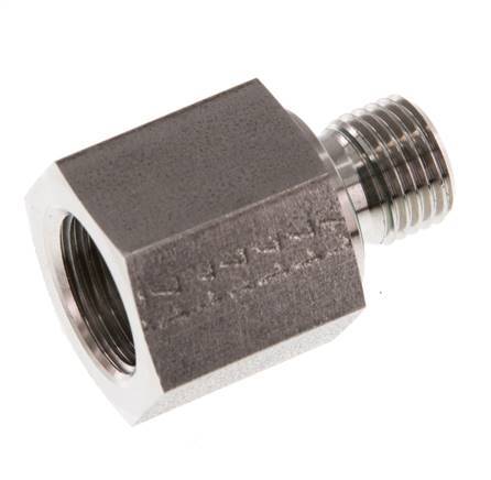 G 1/4'' x G 3/8'' M/F Stainless steel Reducing Adapter 630 Bar - Hydraulic