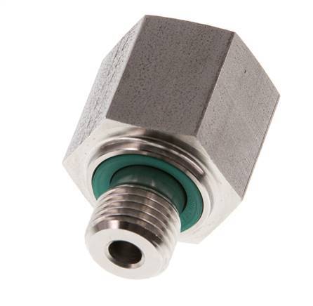 G 1/4'' x G 3/8'' M/F Stainless steel Reducing Adapter 630 Bar - Hydraulic