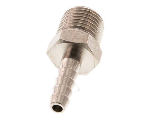 R 1/4'' Male x 5mm Nickel plated Brass Hose barb 16 Bar [5 Pieces]