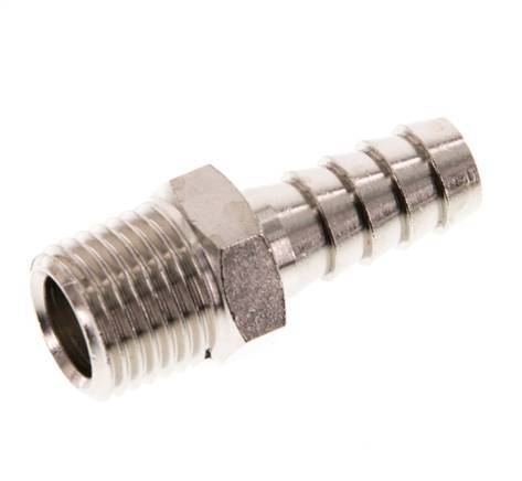 Barbe de tuyau en laiton nickelé R 1/4'' mâle x 9mm 16 Bar [5 pièces].