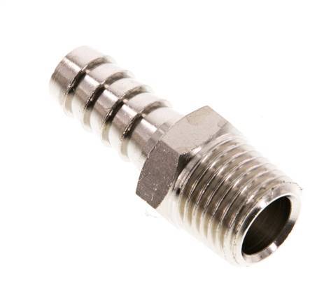 Barbe de tuyau en laiton nickelé R 1/4'' mâle x 9mm 16 Bar [5 pièces].