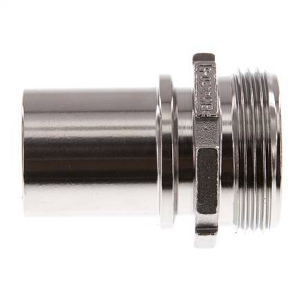 G 1 1/4'' Male x 32mm Barbe de tuyau en acier inoxydable avec collier de sécurité DIN 2817